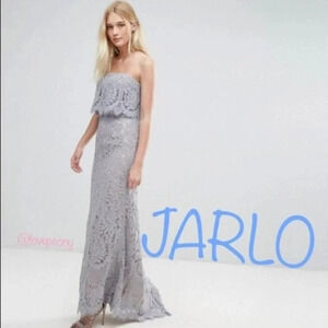 JARLO Adeline all over lace bandeau dress Gray